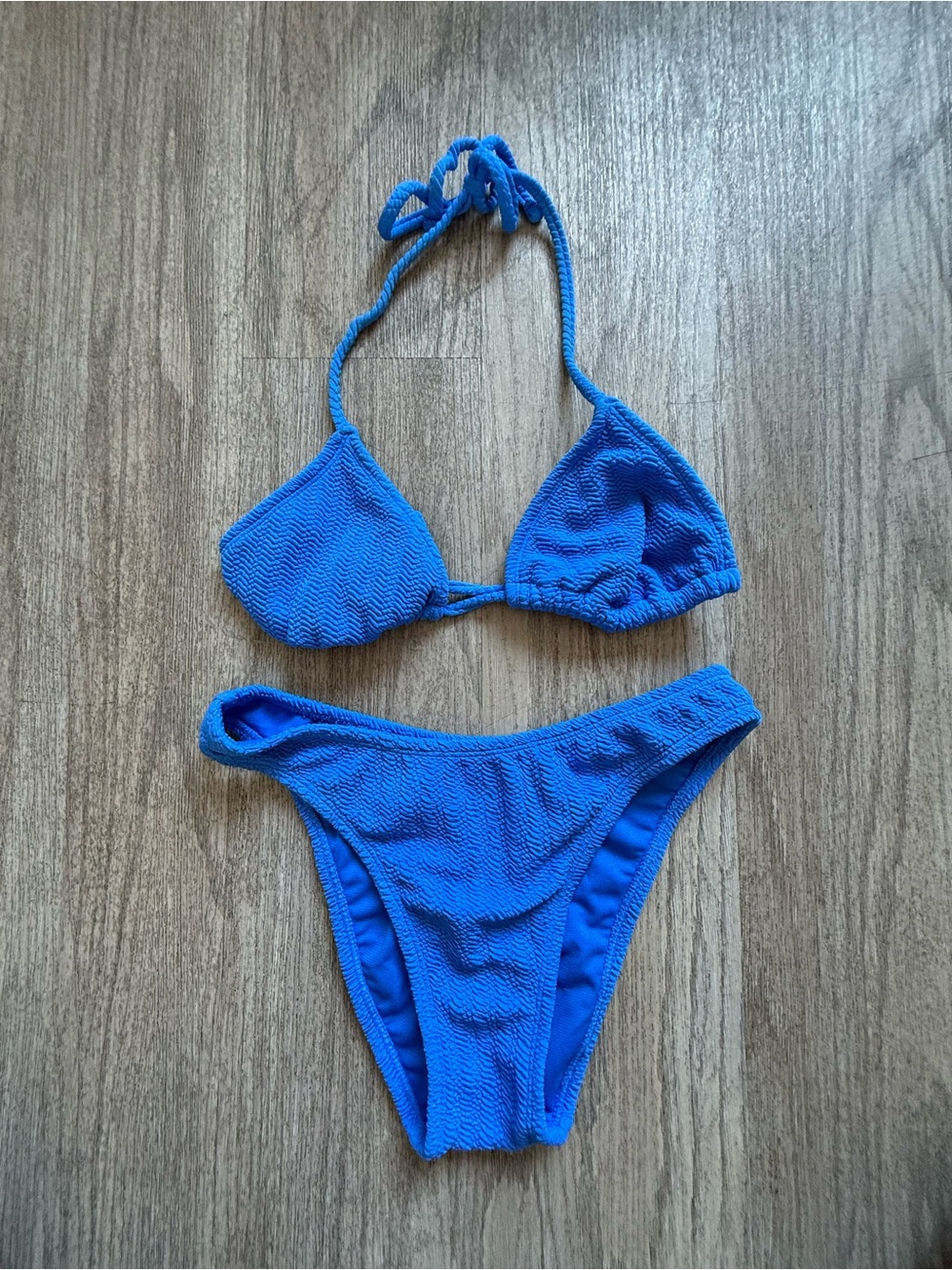 No Boundaries Bright Blue Textured Bikini Top